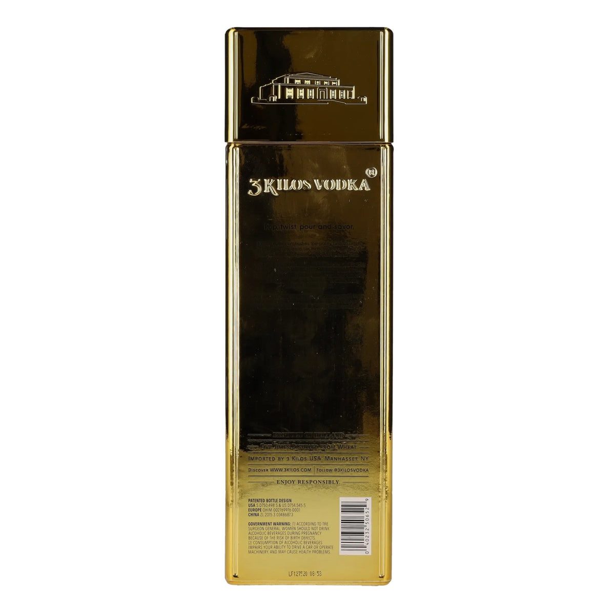 3 Kilos Vodka Gold 999.9, 40 % vol., 1 l