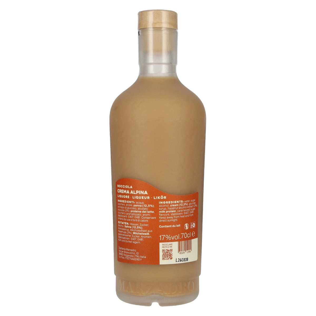 Marzadro Crema Alpina Nocciola Liqueur 17 % vol. 0,7 l