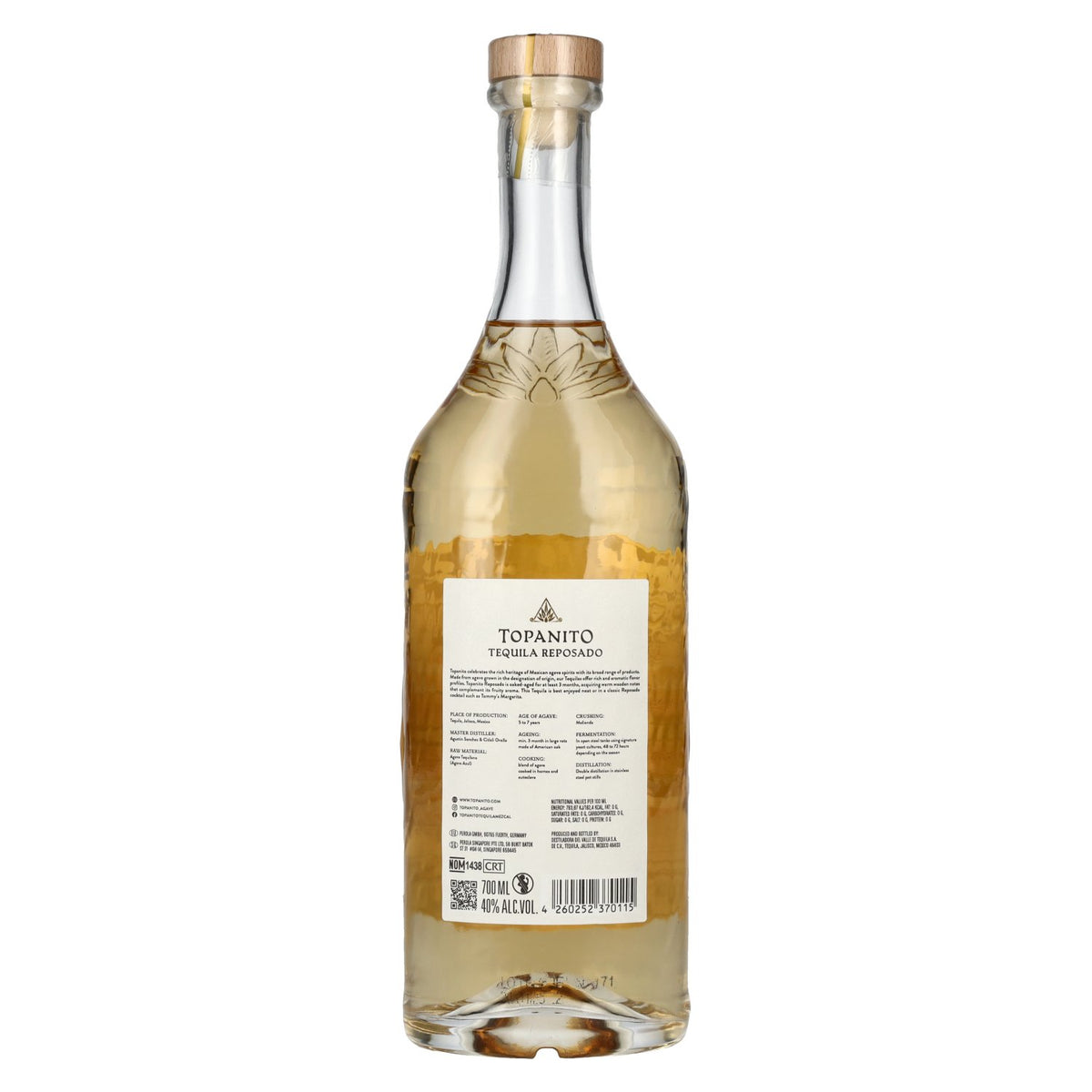 Tequila Topanito Reposado 100 % agave bleu, 40 % vol., 0,7 l