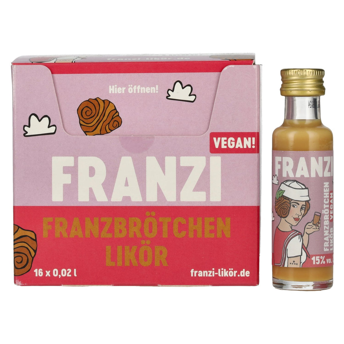 Franzi Franzbrötchen VEGAN Liqueur 15 % vol. 16 x 0,02 l