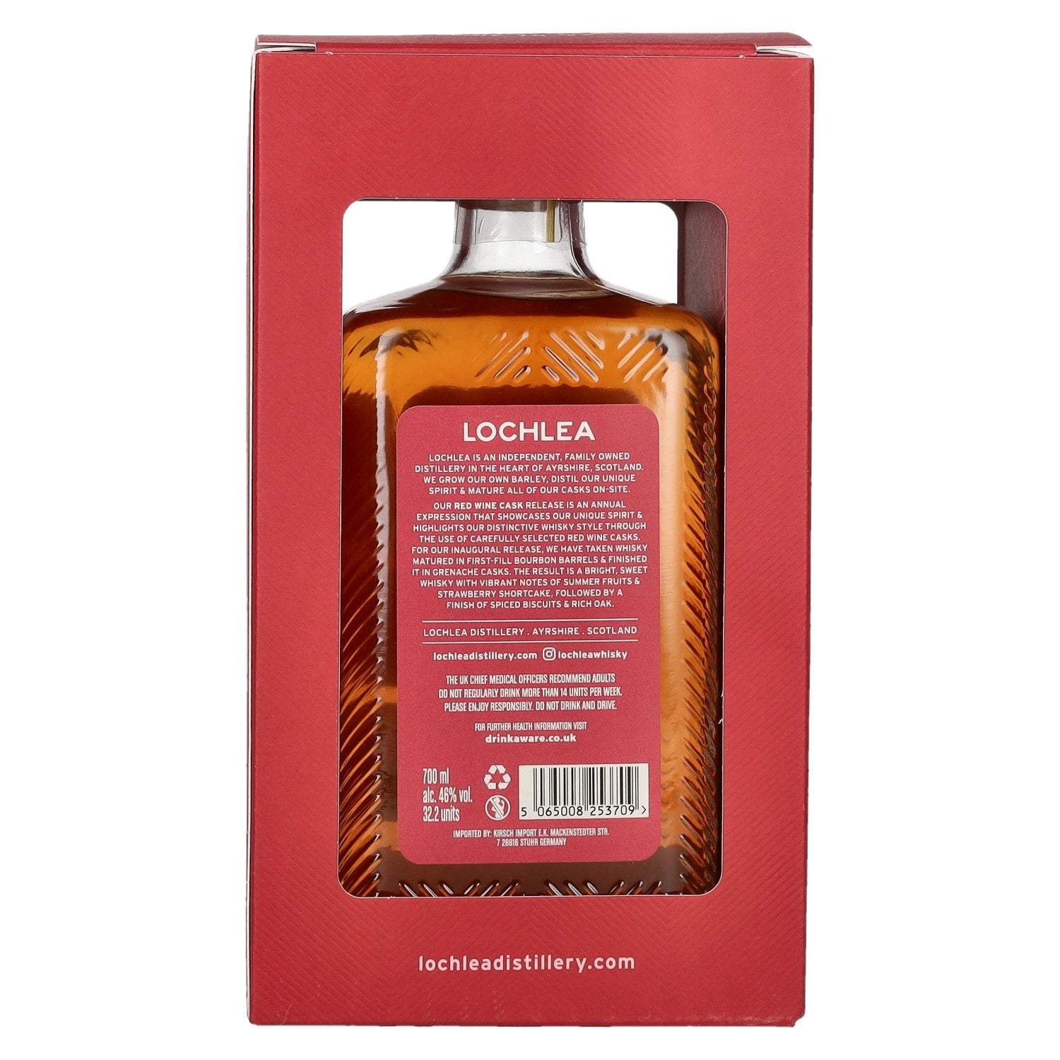 Lochlea RED WINE CASK Single Estate Single Malt Scotch Whisky Release 2025 46% Vol. 0,7l in Geschenkbox