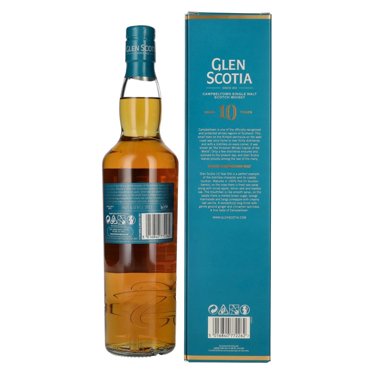 Glen Scotia 10 Years Old Classic Campbeltown Malt 40% Vol. 0,7l en boîte cadeau