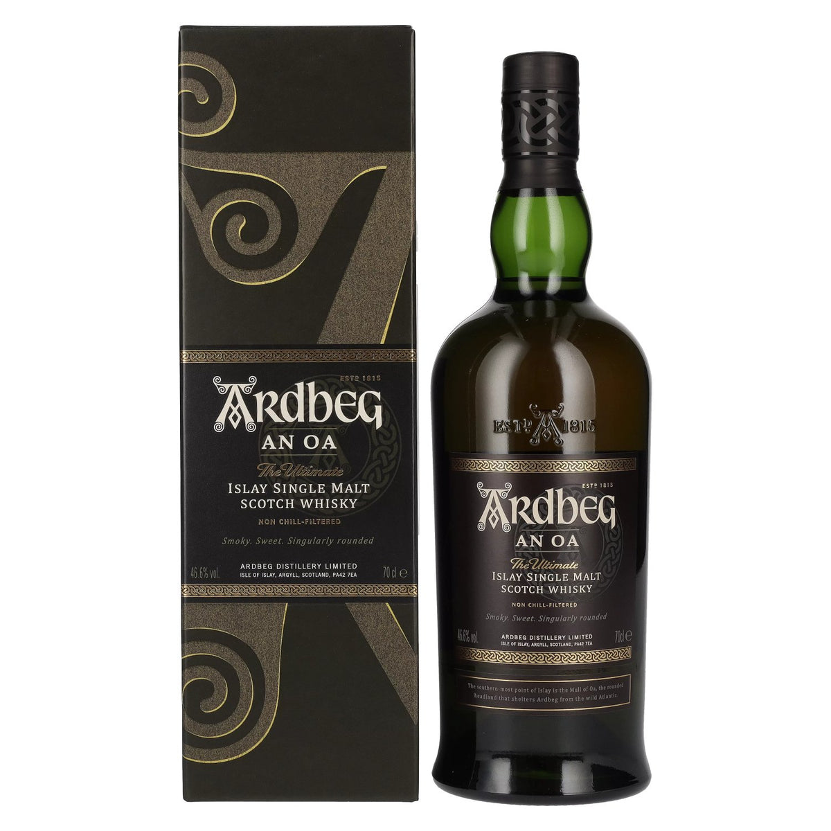 Ardbeg AN OA Islay Single Malt 46,6 % vol., 0,7 l, dans un coffret cadeau