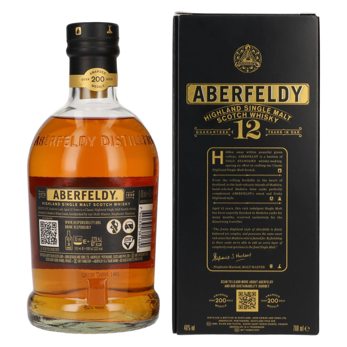 Aberfeldy 12 Years Old Highland Single Malt MADEIRA CASK FINISH 40% vol. 0.7 l in a gift box