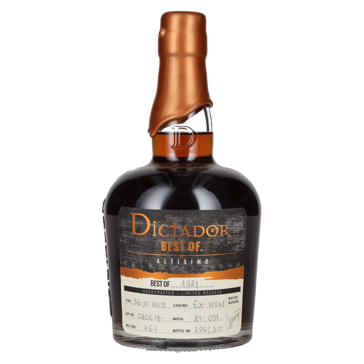 Dictador BEST OF 1981 ALTISIMO Colombian Rum 36YO/080617/EX-W048 46% vol. 0.7 l