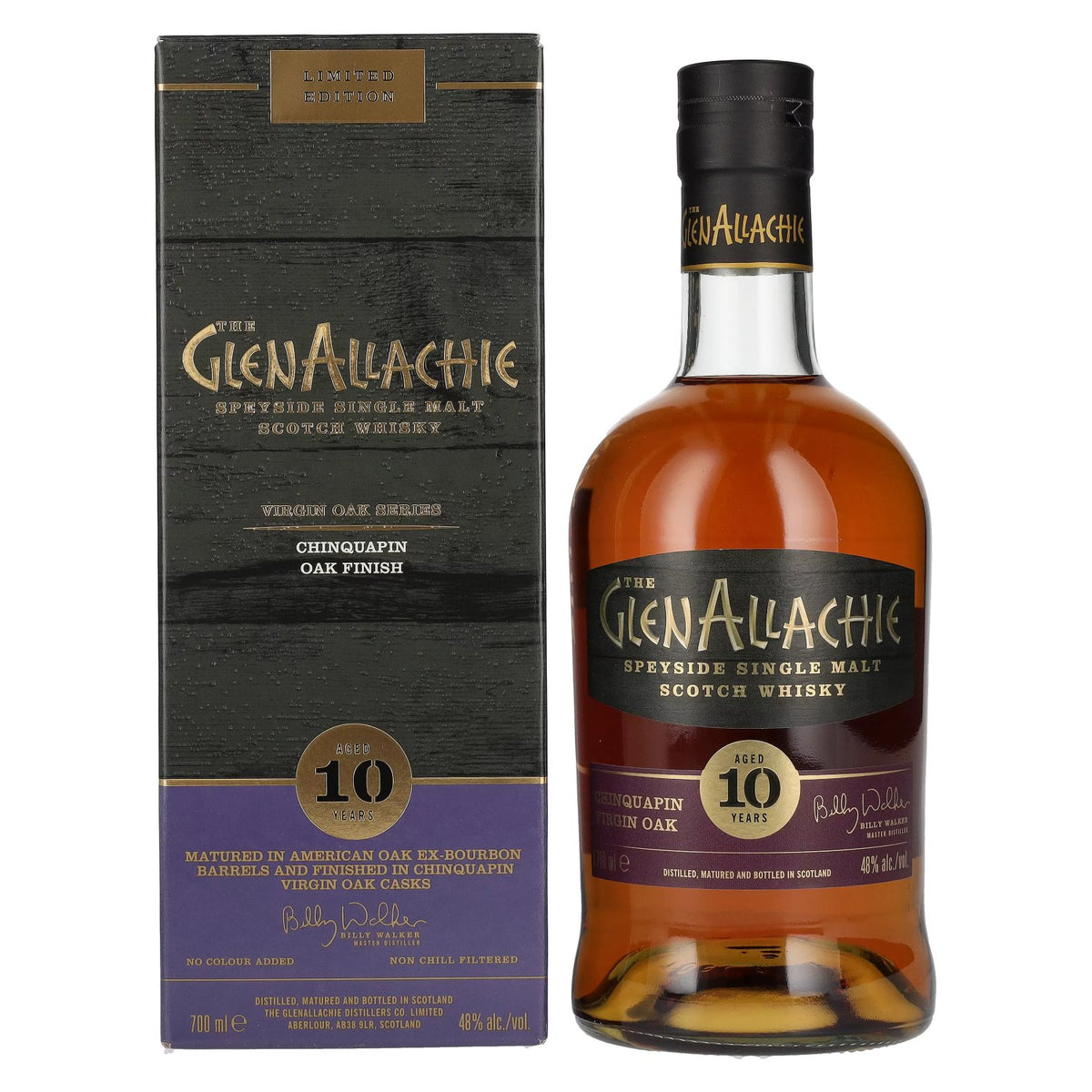 The GlenAllachie 10 ans d'âge CHINQUAPIN VIRGIN OAK FINISH 48 % vol. 0,7 l dans un coffret cadeau