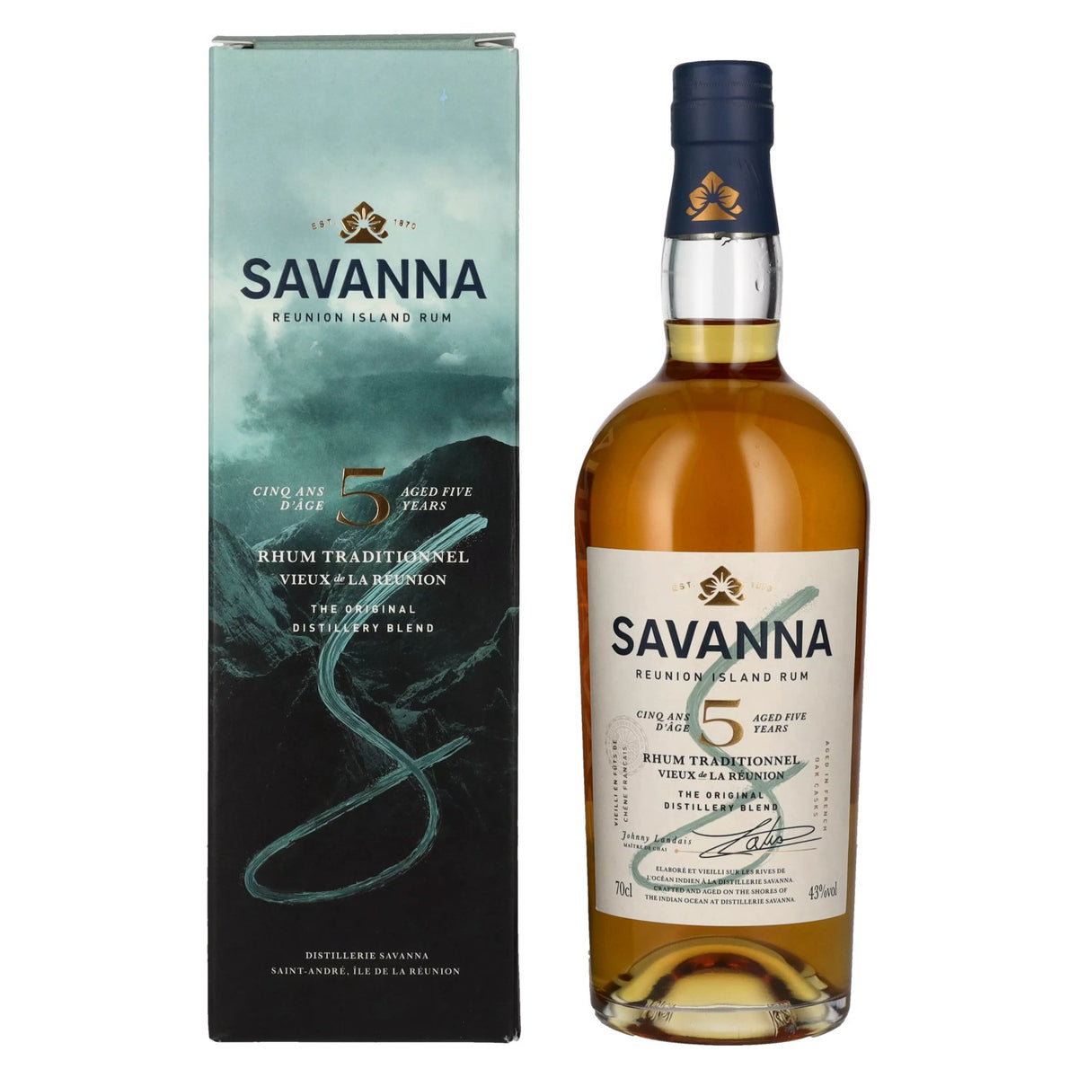 Savanna 5 Years Old Traditionnel Réunion Island Rum 43% vol. 0.7 l in a gift box
