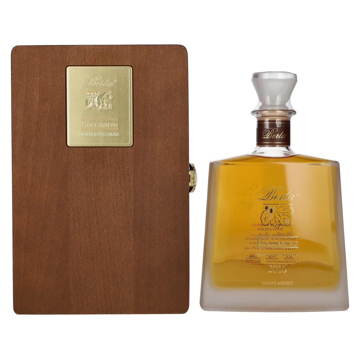 Berta Roccanivo Grappa di Berbara 2016 43% vol. 0,7 l in houten kist