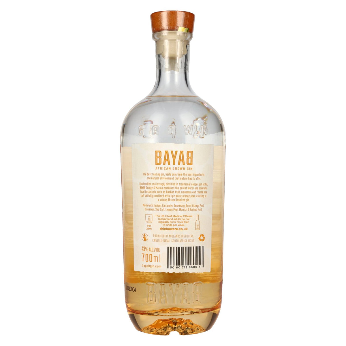 BAYAB African Grown Orange &amp; Marula Small Batch Gin 43% vol. 0,7 l
