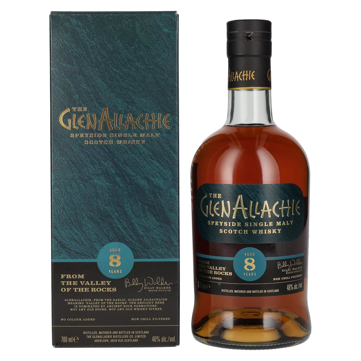The GlenAllachie 8 ans d'âge, single malt du Speyside, 46 % vol., 0,7 l, dans un coffret cadeau