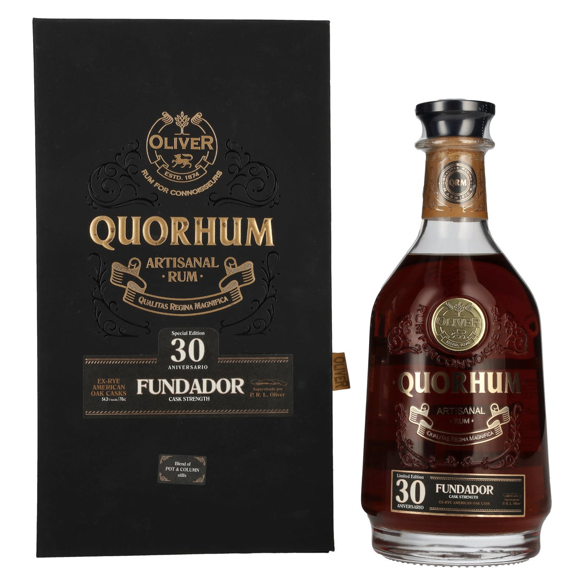 Ron Quorhum 30th Anniversary Founder’s Cask Strength Limited Edition 54.3% ABV, 0.7 litres, in a gift box