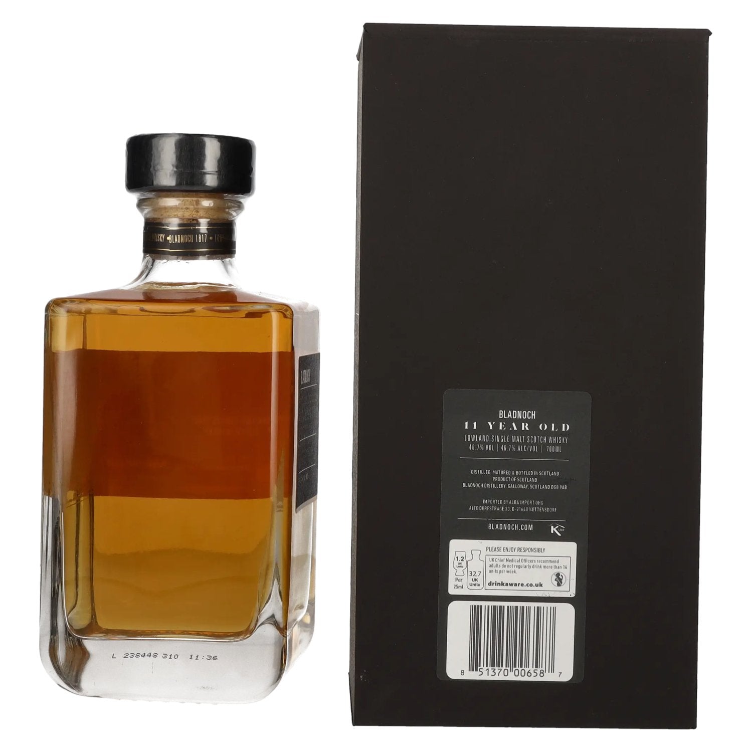 Bladnoch 11 Years Old Lowland Single Malt Scotch Whisky 46,7% Vol. 0,7l in geschenkverpakking