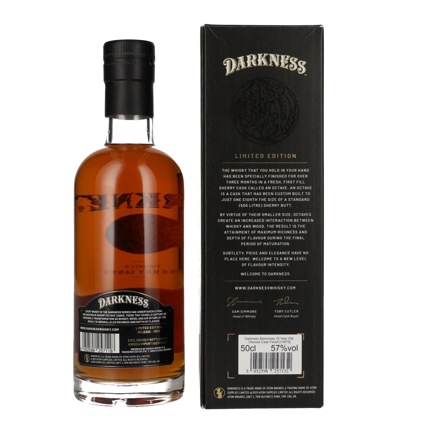 Darkness BENRINNES 10 Years Old OLOROSO CASK FINISH 57% Vol. 0,5l in Geschenkbox