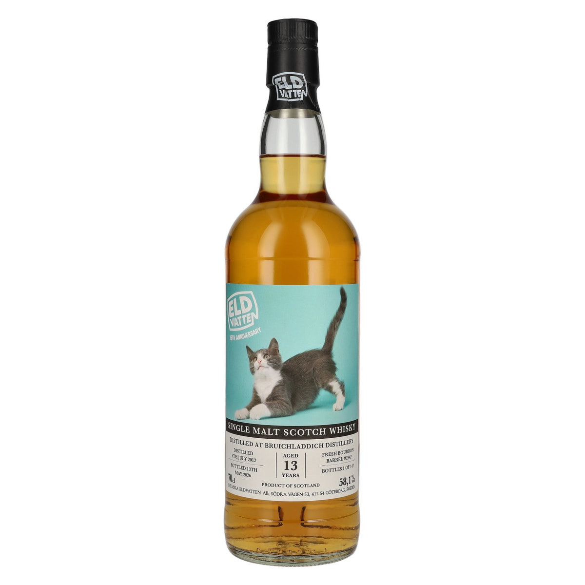 Eldvatten Svenska Bruichladdich 13 Years Old Single Malt Cat Label Cask #2342 2012 58,1% vol. 0,7 l
