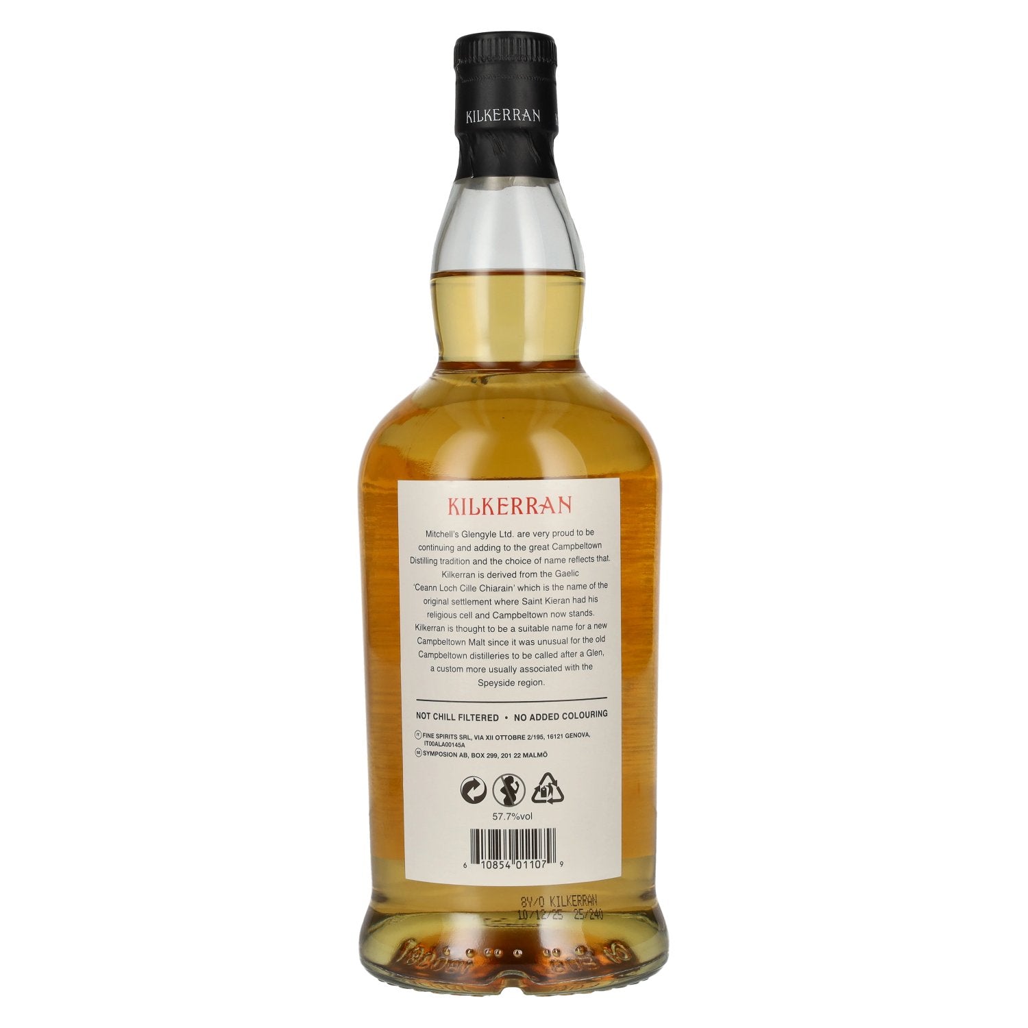Kilkerran Glengyle Distillery 8 jaar oude Campbeltown Single Malt Bourbon vat gerijpt 57,7% Vol. 0,7l