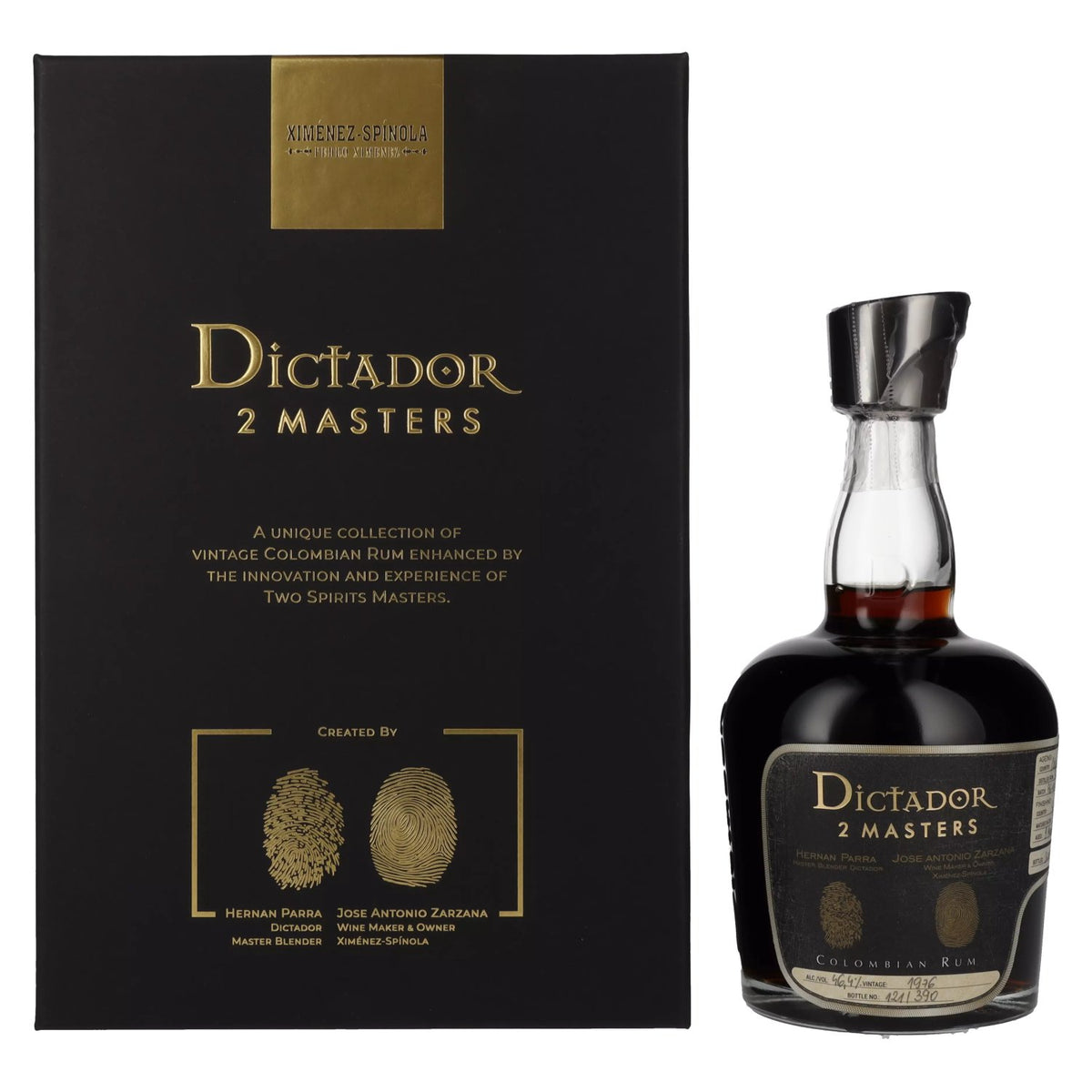 Dictador 2 MASTERS 1976, 45 ans d'âge, Ximénez-Spínola, 1ère édition, 46,4 % vol., 0,7 l, dans un coffret cadeau
