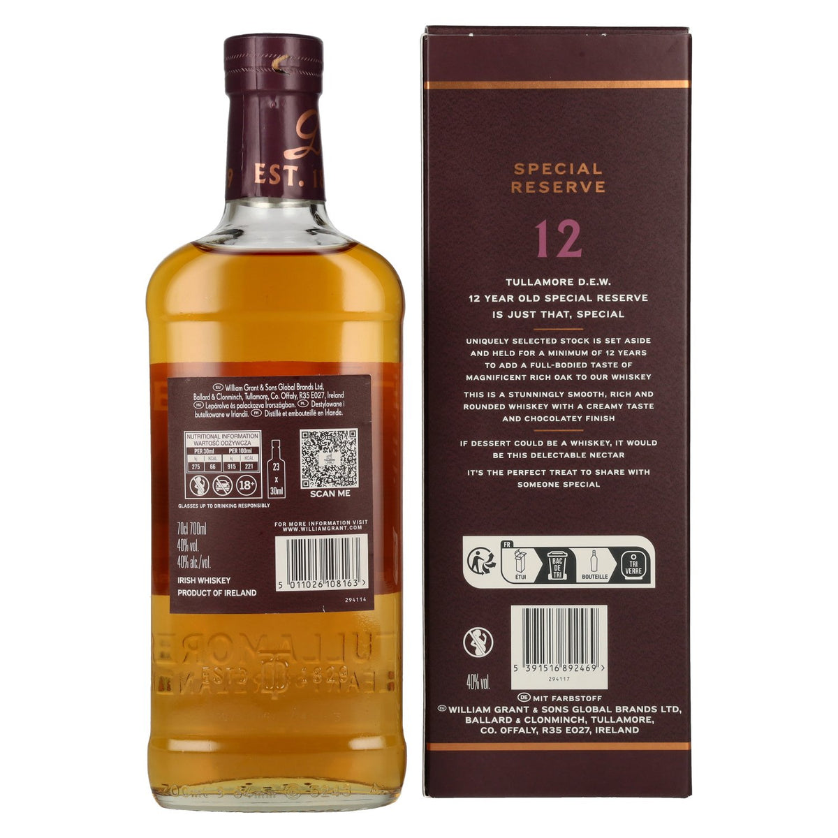 Tullamore D.E.W. 12-Year-Old Irish Whiskey Special Reserve 40% vol. 0.7 l in a gift box