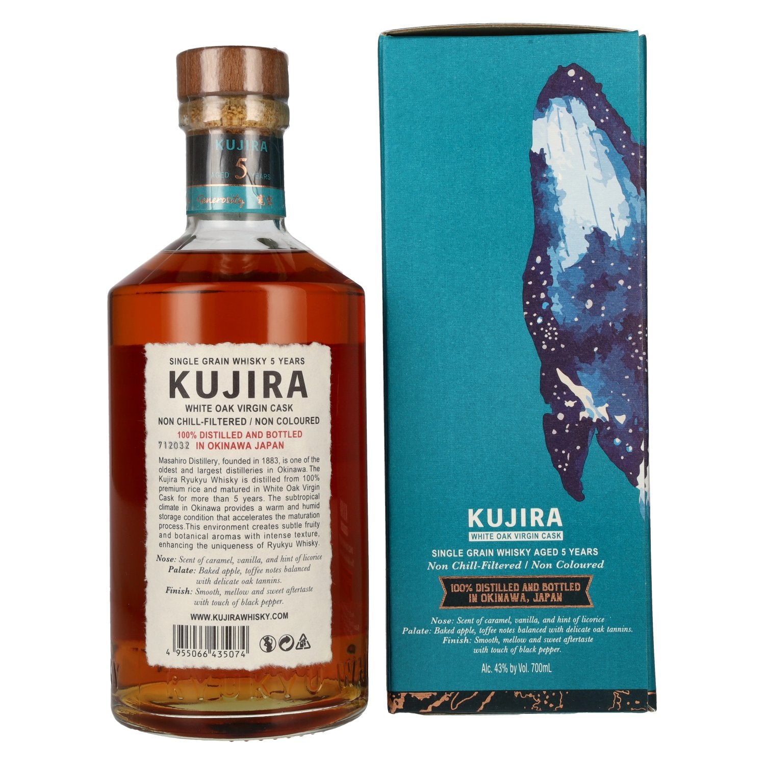 Kujira Ryukyu 5 Years Old WHITE OAK VIRGIN CASK Whisky 43% Vol. 0,7l in geschenkverpakking