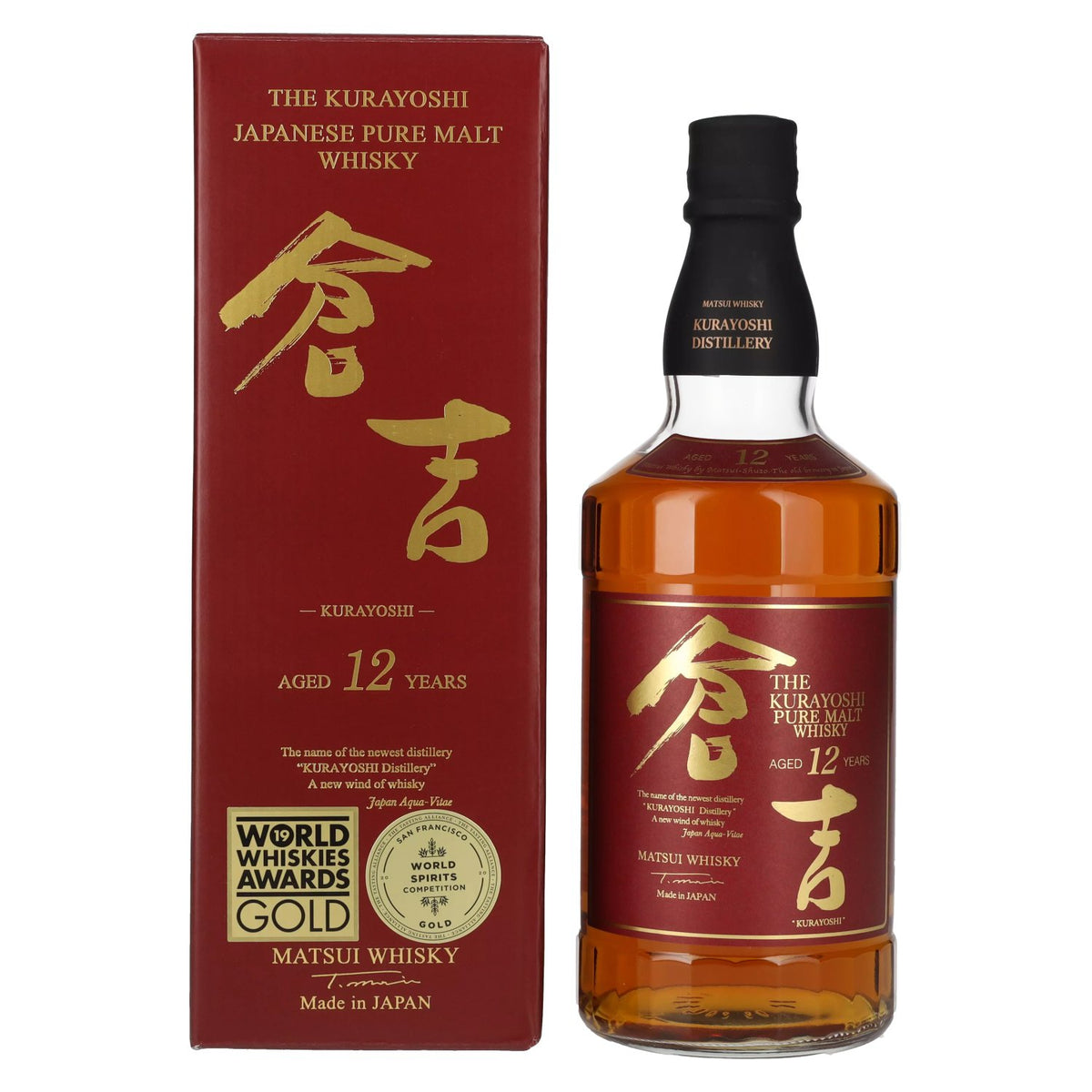 Matsui Whisky THE KURAYOSHI 12 Years Old Pure Malt Whisky 43% vol. 0,7 l in geschenkverpakking