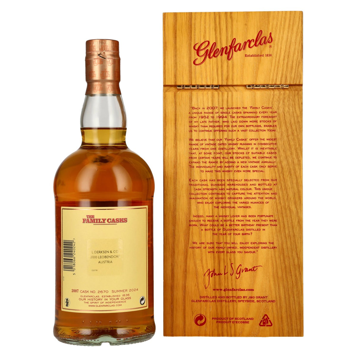Glenfarclas THE FAMILY CASKS Single Cask SUMMER 2024 Refill Sherry Butt #2670 2007 59,9% Vol. 0,7l in Holzkiste