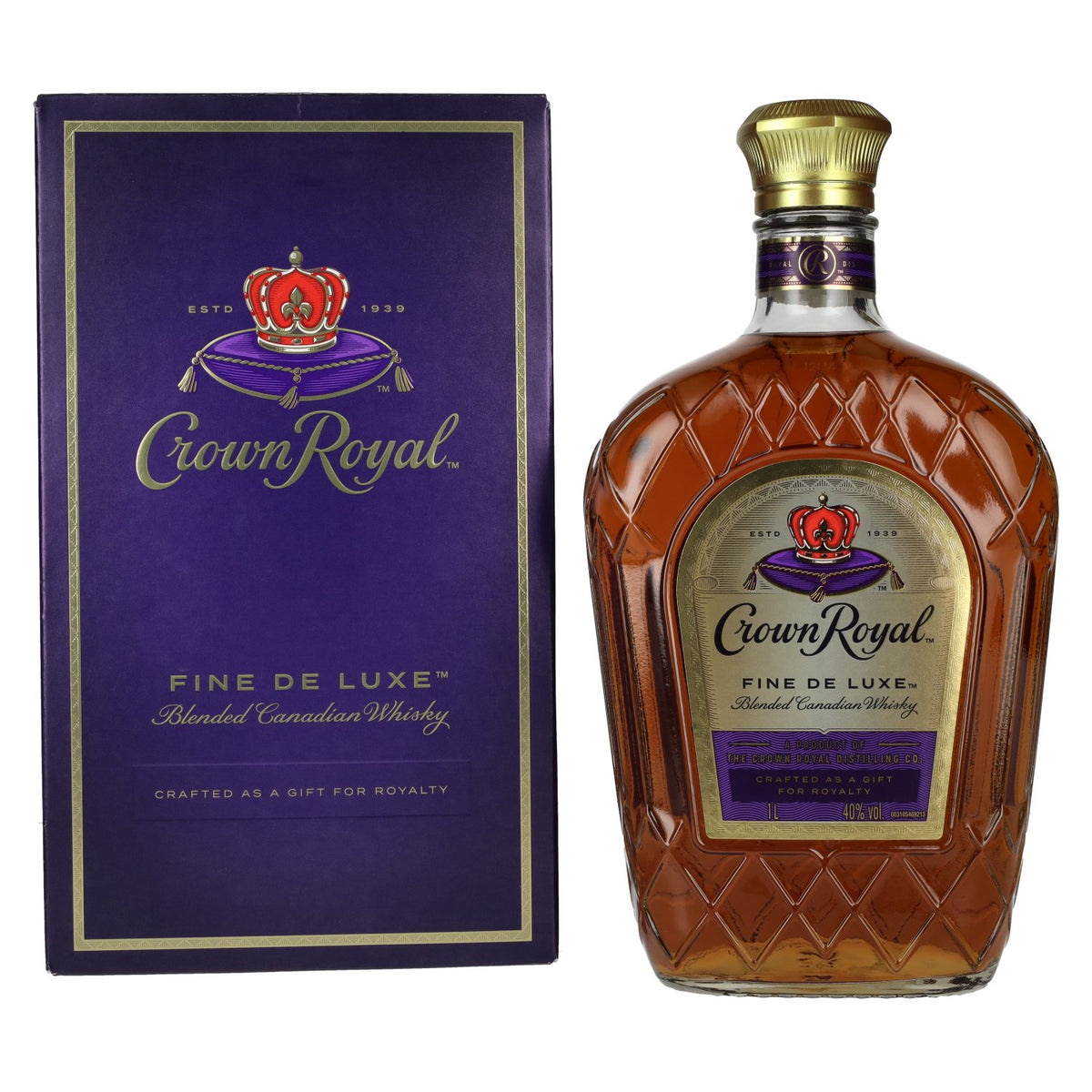 Crown Royal Fine De Luxe Blended Canadian Whisky, 40% vol., 1 litre, in a gift box