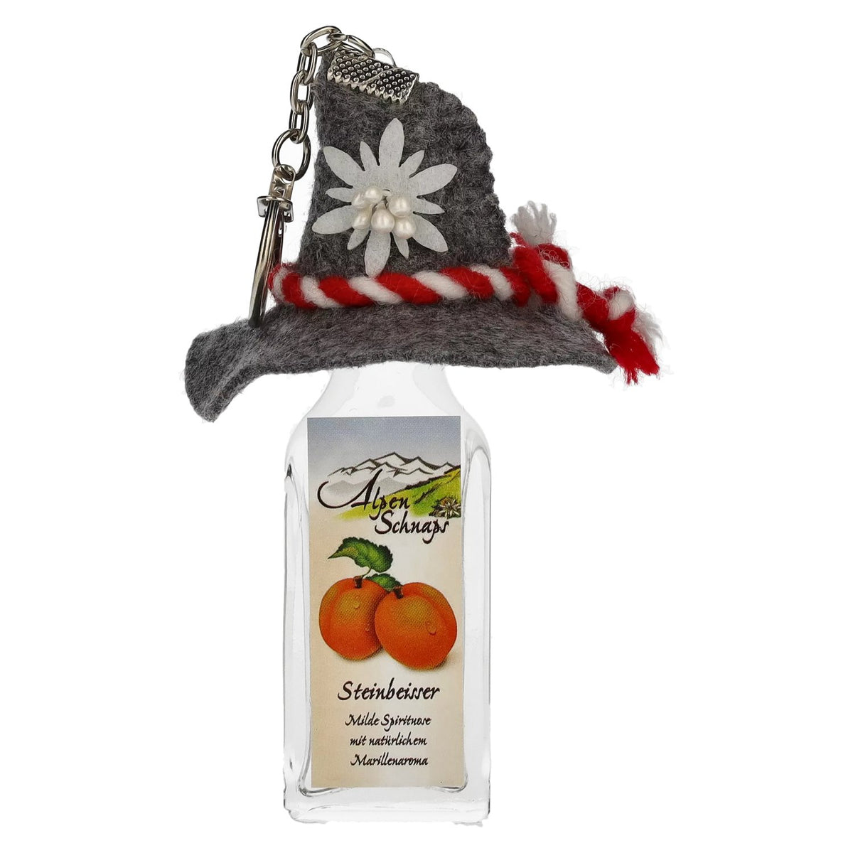 Nannerl Alpine Schnapps STEINBEISSER Apricot 35% vol. 0.02 l with felt hat