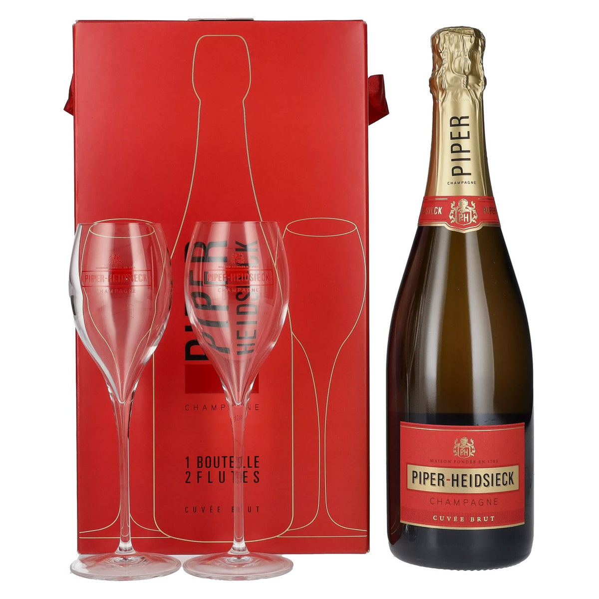 Champagne Piper-Heidsieck CUVÉE BRUT 12 % vol., 0,75 l, dans un coffret cadeau avec 2 verres