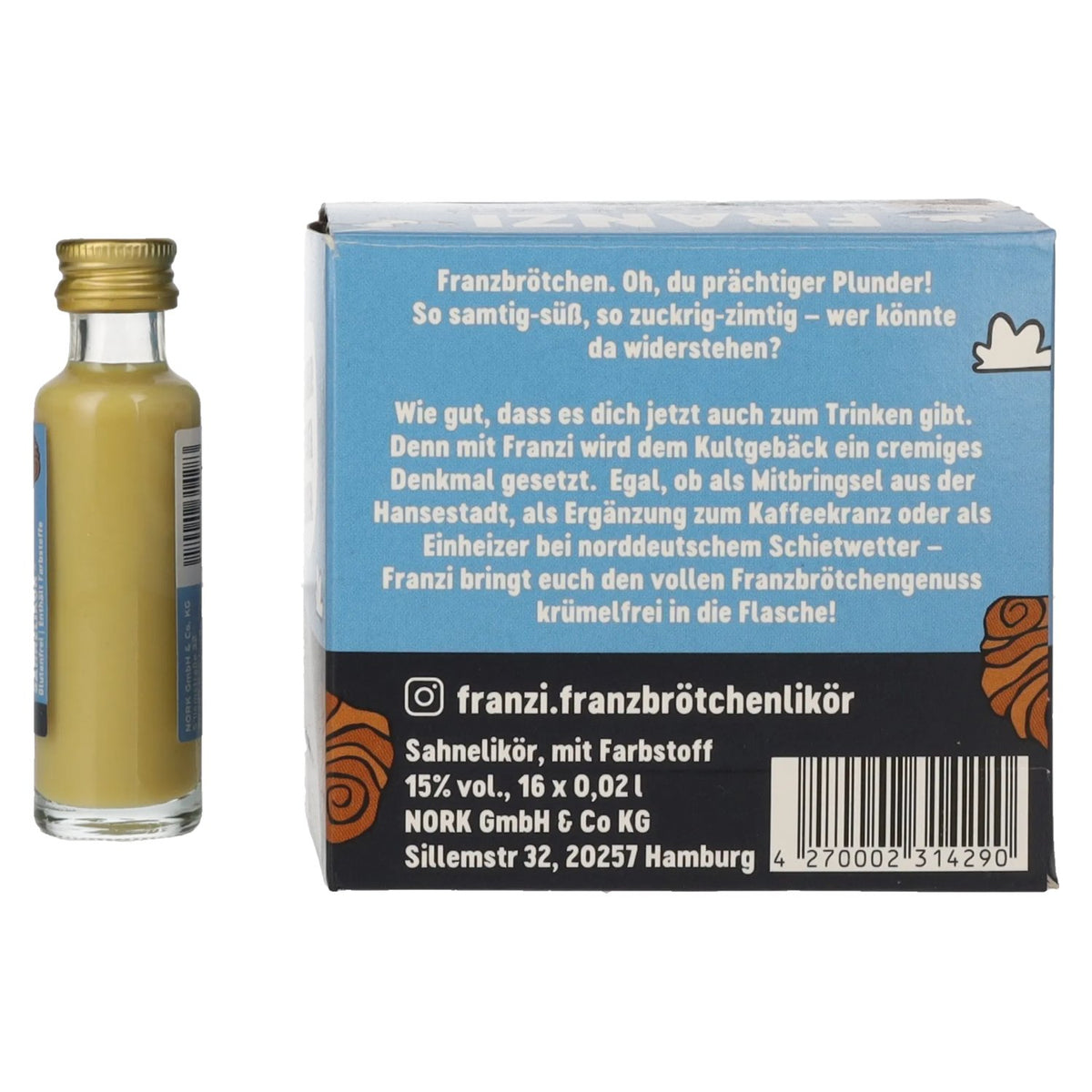 Franzi Franzbrötchen Liqueur 15% ABV 16 x 0.02 l