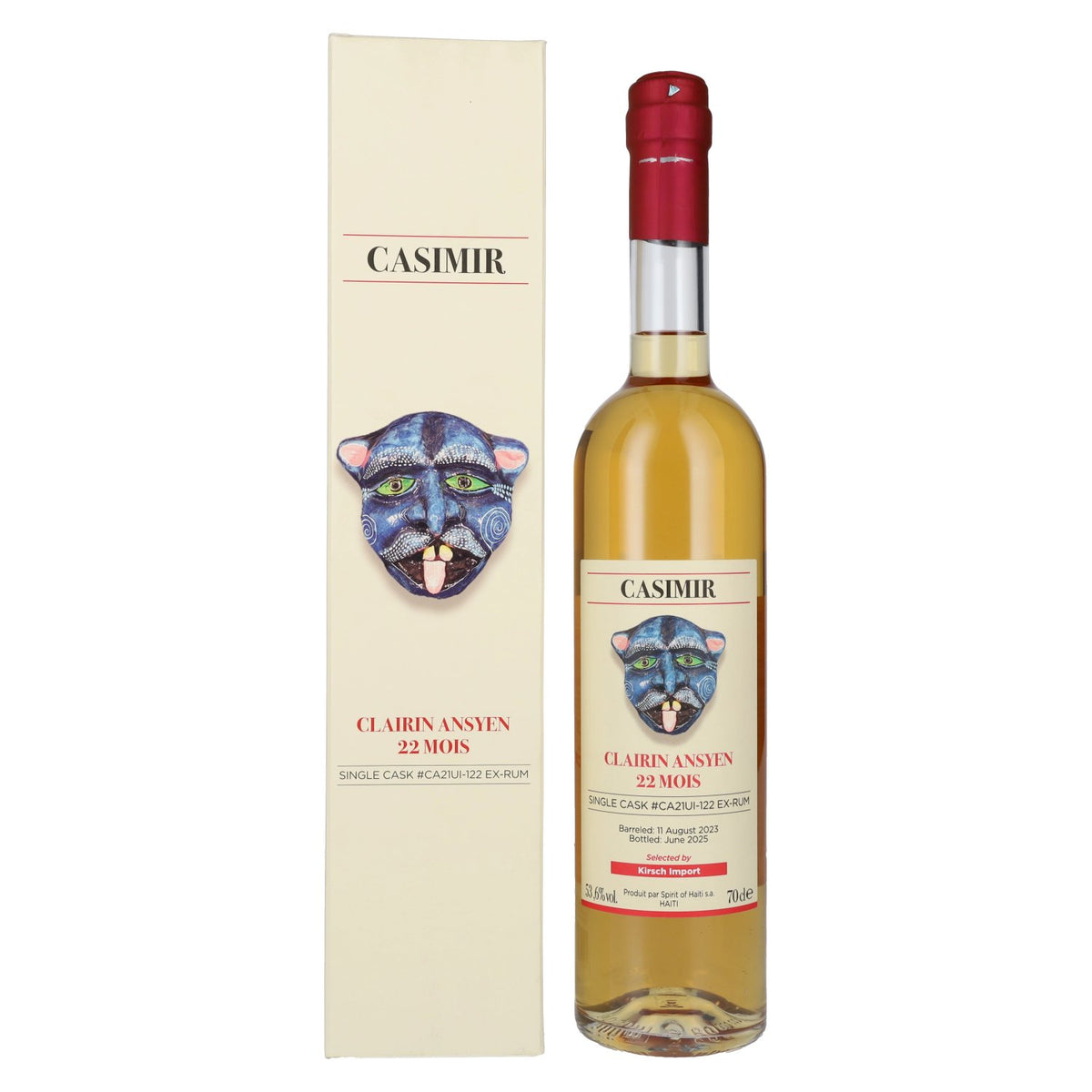Clairin Ansyen Casimir, 22 mois d'âge, fût unique #CA21UI-122, ex-rhum, 2023, 53,6 % vol., 0,7 l, dans un coffret cadeau