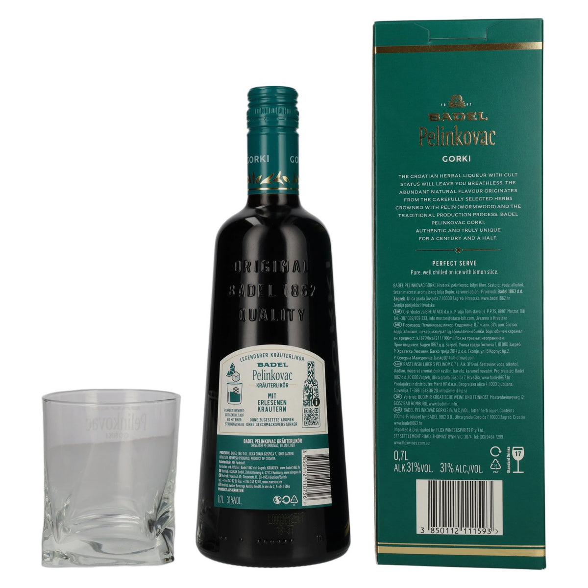 Badel Pelinkovac GORKI 31% vol. 0,7 l in geschenkverpakking met glas