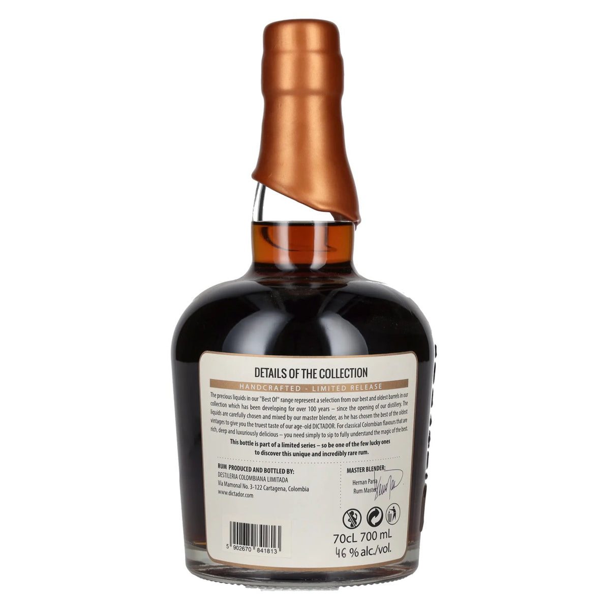 Dictador BEST OF 1981 ALTISIMO Colombian Rum 36YO/080617/EX-W048 46% vol. 0.7 l
