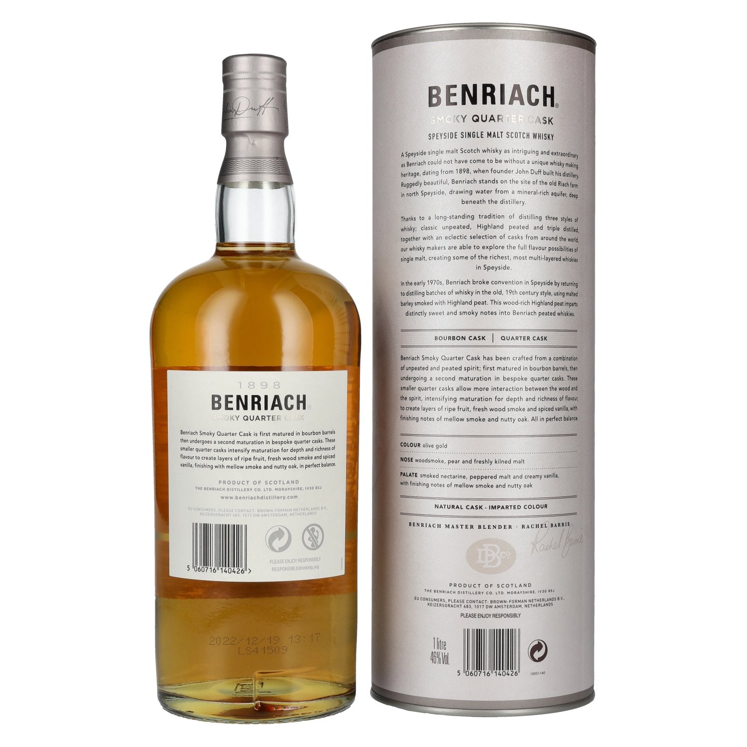 De Benriach SMOKY QUARTER CASKS Single Malt Scotch Whisky 46% Vol. 1l in geschenkverpakking