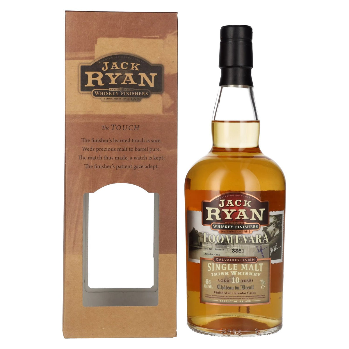 Jack Ryan TOOMEVARA 10 Years Old Single Malt Irish Whiskey Calavados Finish 46% Vol. 0,7l in gift box