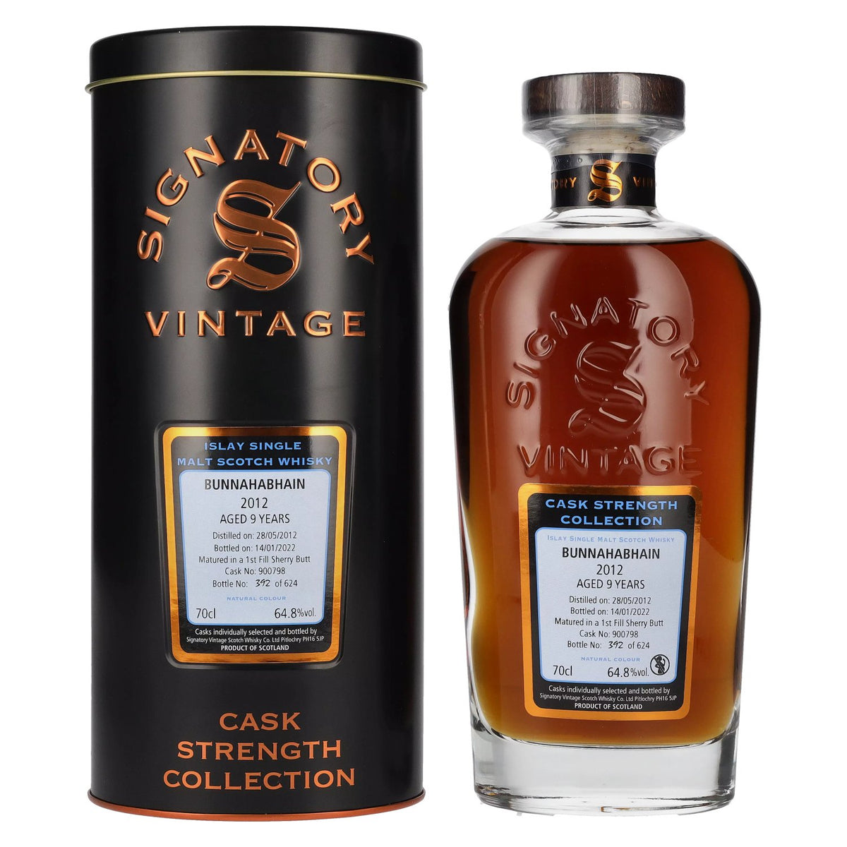 Signatory Vintage Bunnahabhain 9 Years Old Cask Strength 2012 64,8% vol. 0,7 l in blikken doos