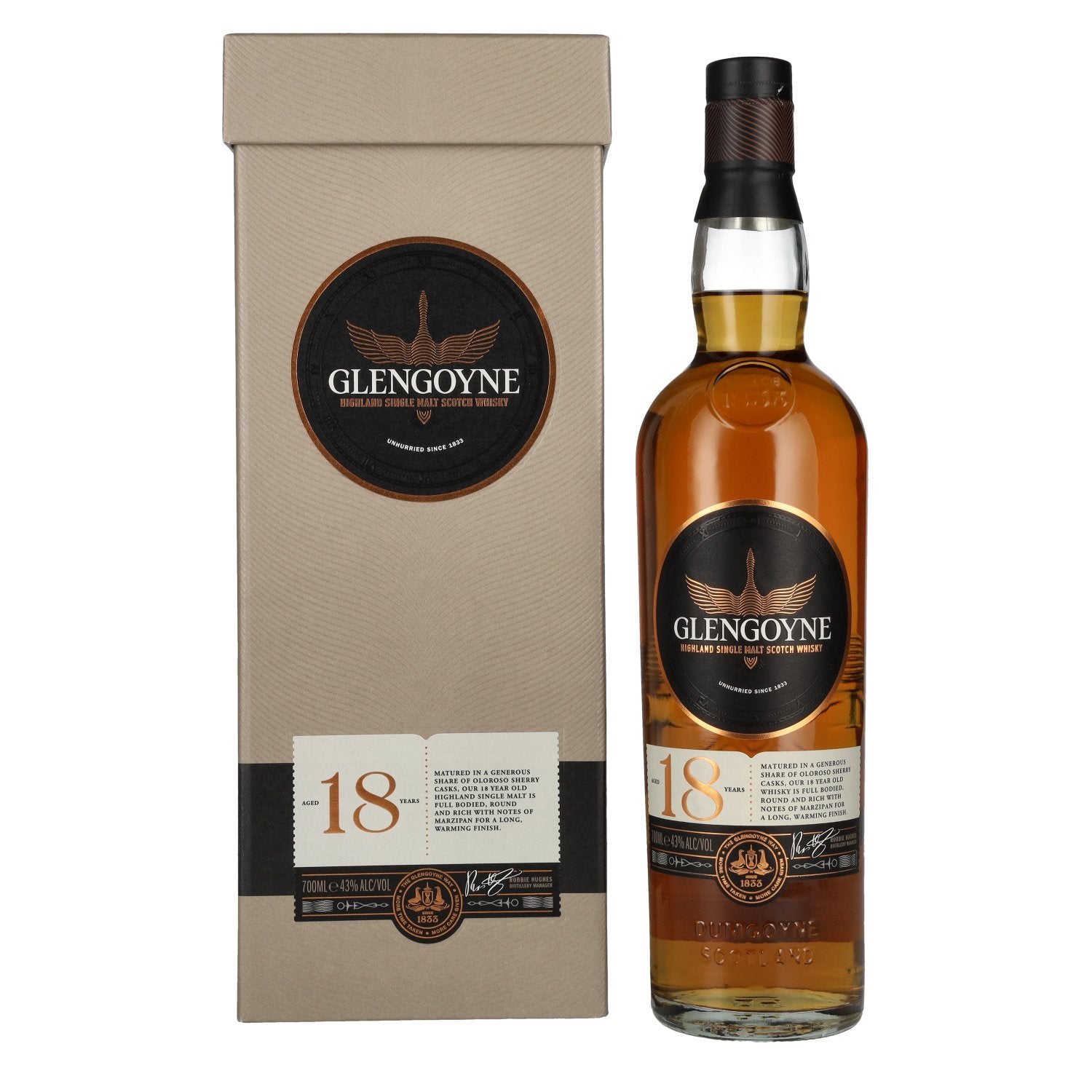 Glengoyne 18 Years Old Highland Single Malt Scotch Whisky 43% Vol. 0,7l in geschenkverpakking