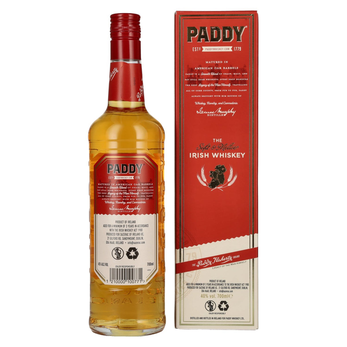 Paddy Irish Whiskey 40% vol. 0,7 l in geschenkverpakking