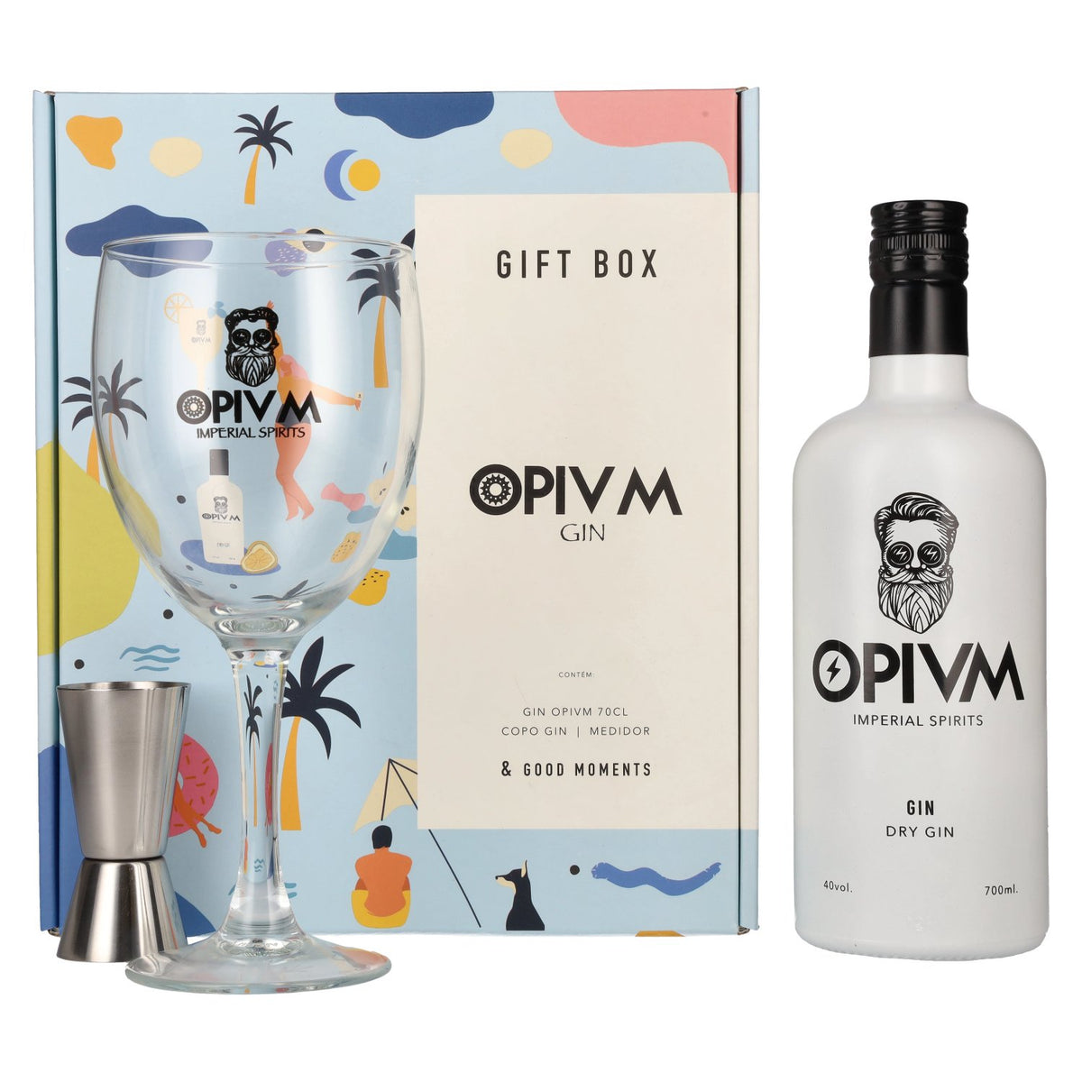 OPIVM Imperial Spirits Dry Gin 40% vol. 0,7 l in geschenkverpakking met glas en maatbeker