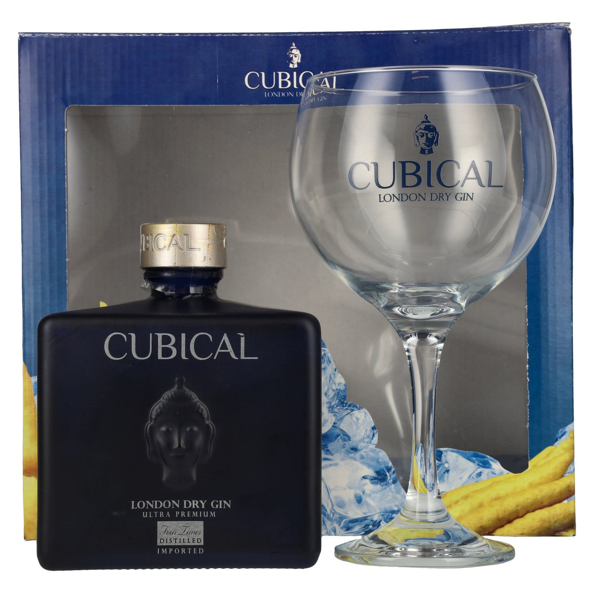 Cubical Ultra Premium London Dry Gin 45% vol. 0,7 l in geschenkverpakking met glas