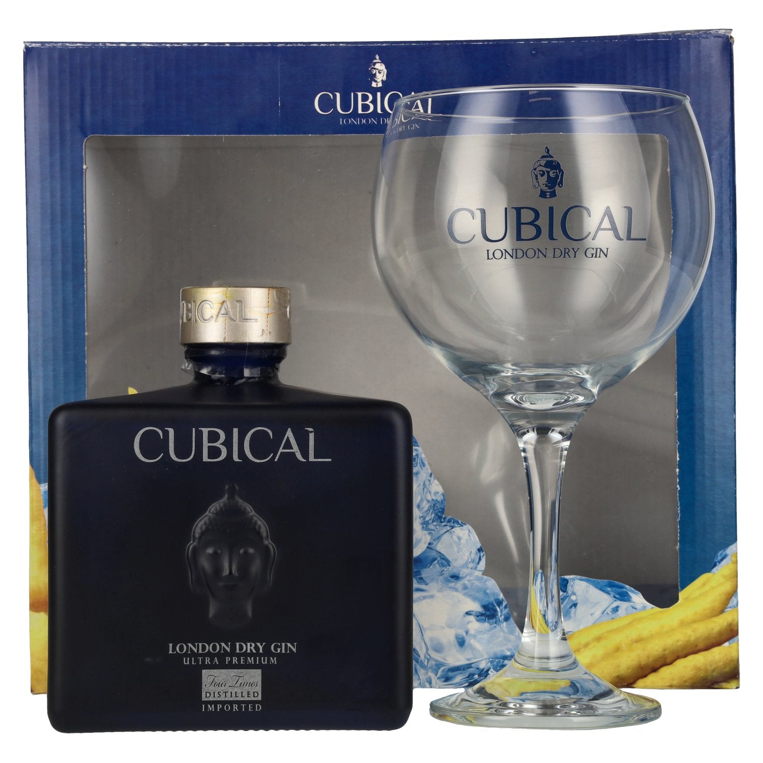 Cubical Ultra Premium London Dry Gin 45% vol. 0.7l in geschenkverpakking met glas