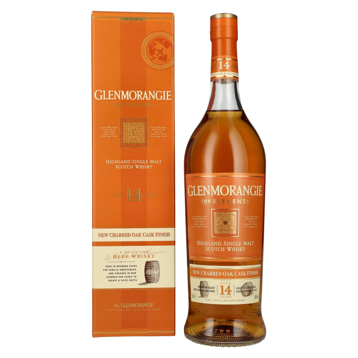 Glenmorangie The ELEMENTA 14 ans d'âge, finition en fûts de chêne nouvellement carbonisés, 43 % vol., 1 l, dans un coffret cadeau