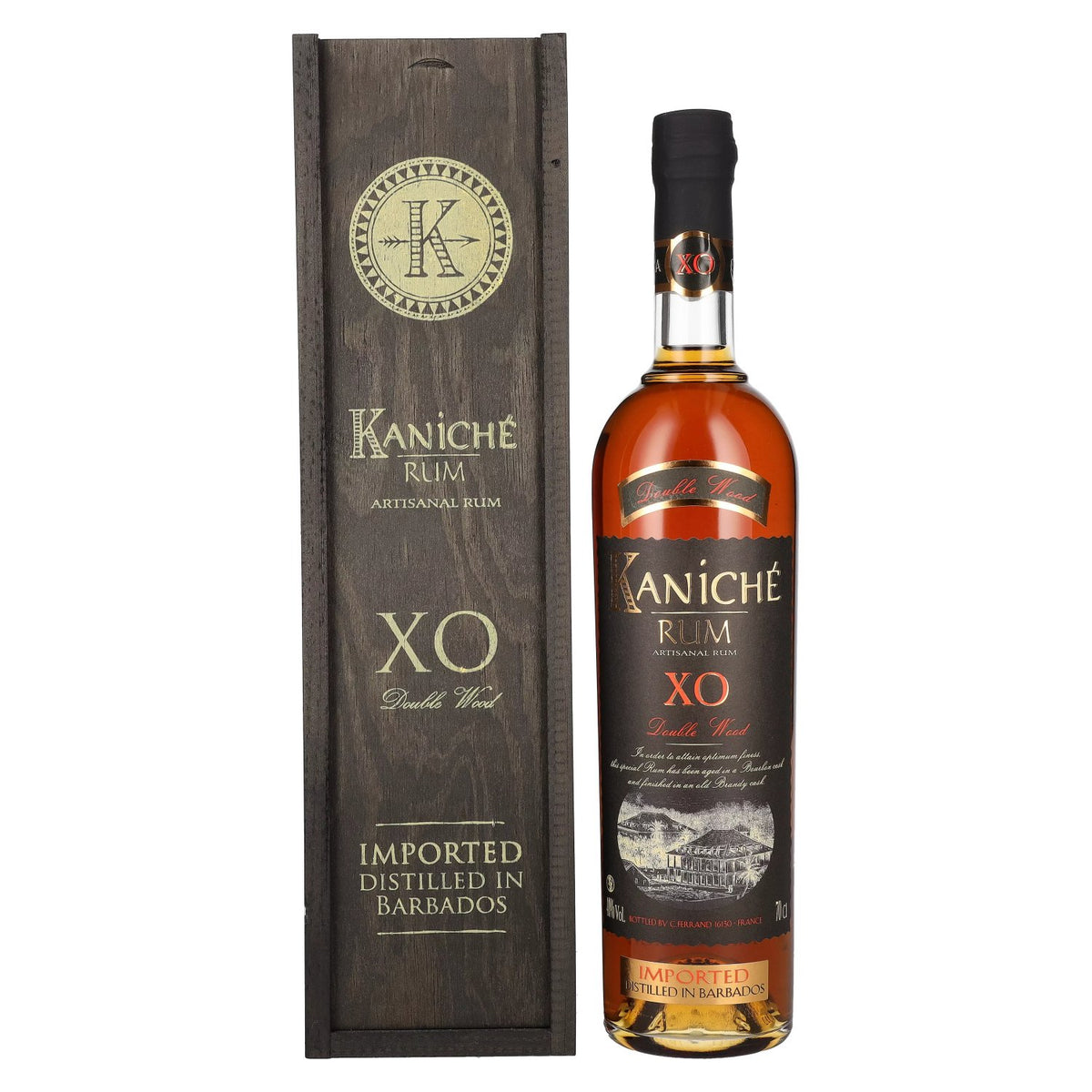 Kaniché Rum XO Double Wood Artisanal Rum 40% vol. 0.7 l in a wooden box