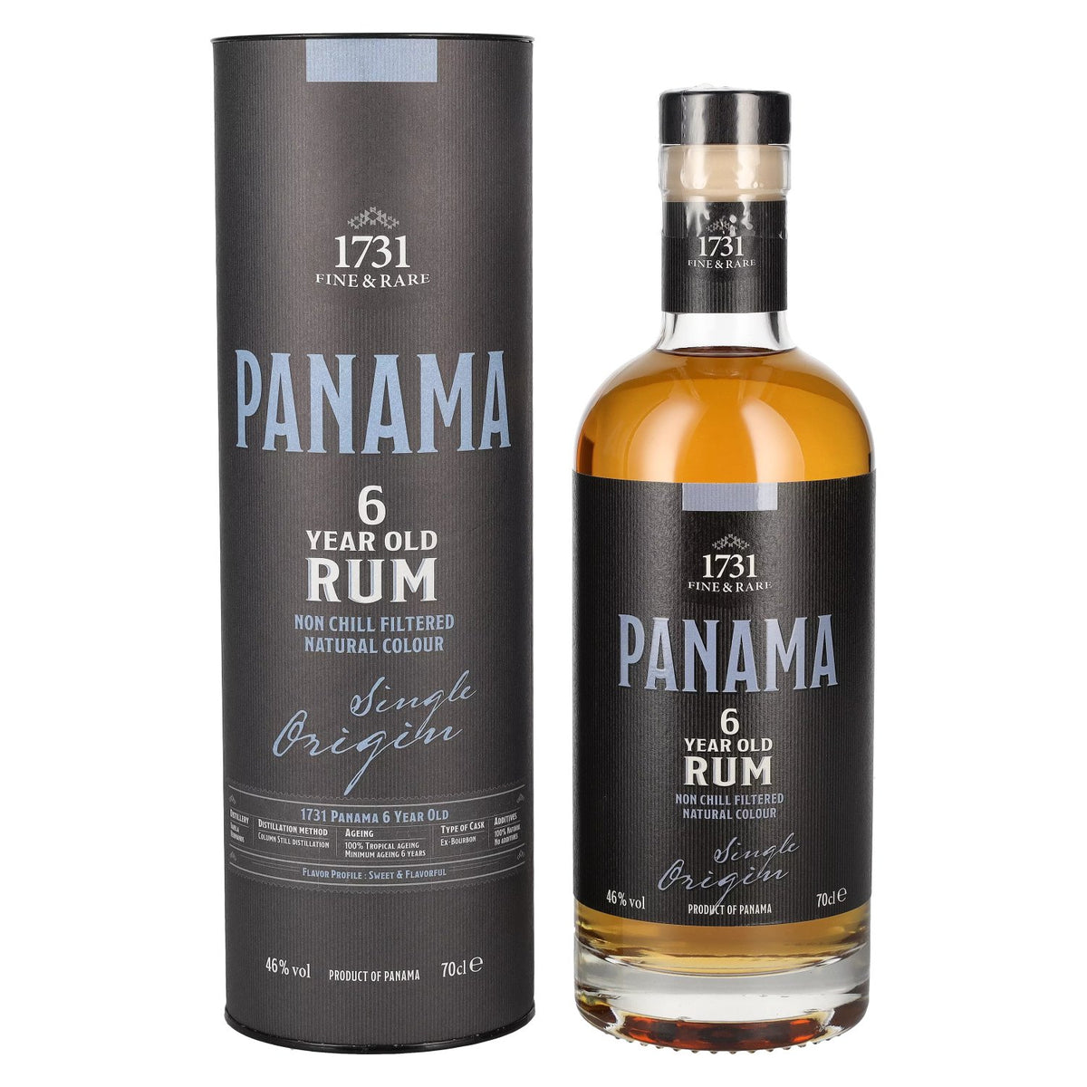 1731 Fine &amp; Rare PANAMA 6 Years Old Single Origin Rum 46% Vol. 0,7l in gift box