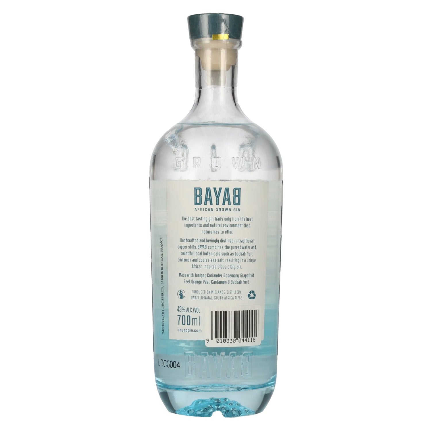 Bayab Gin African Grown Classic Small Batch Dry 43% Vol. 0,7l