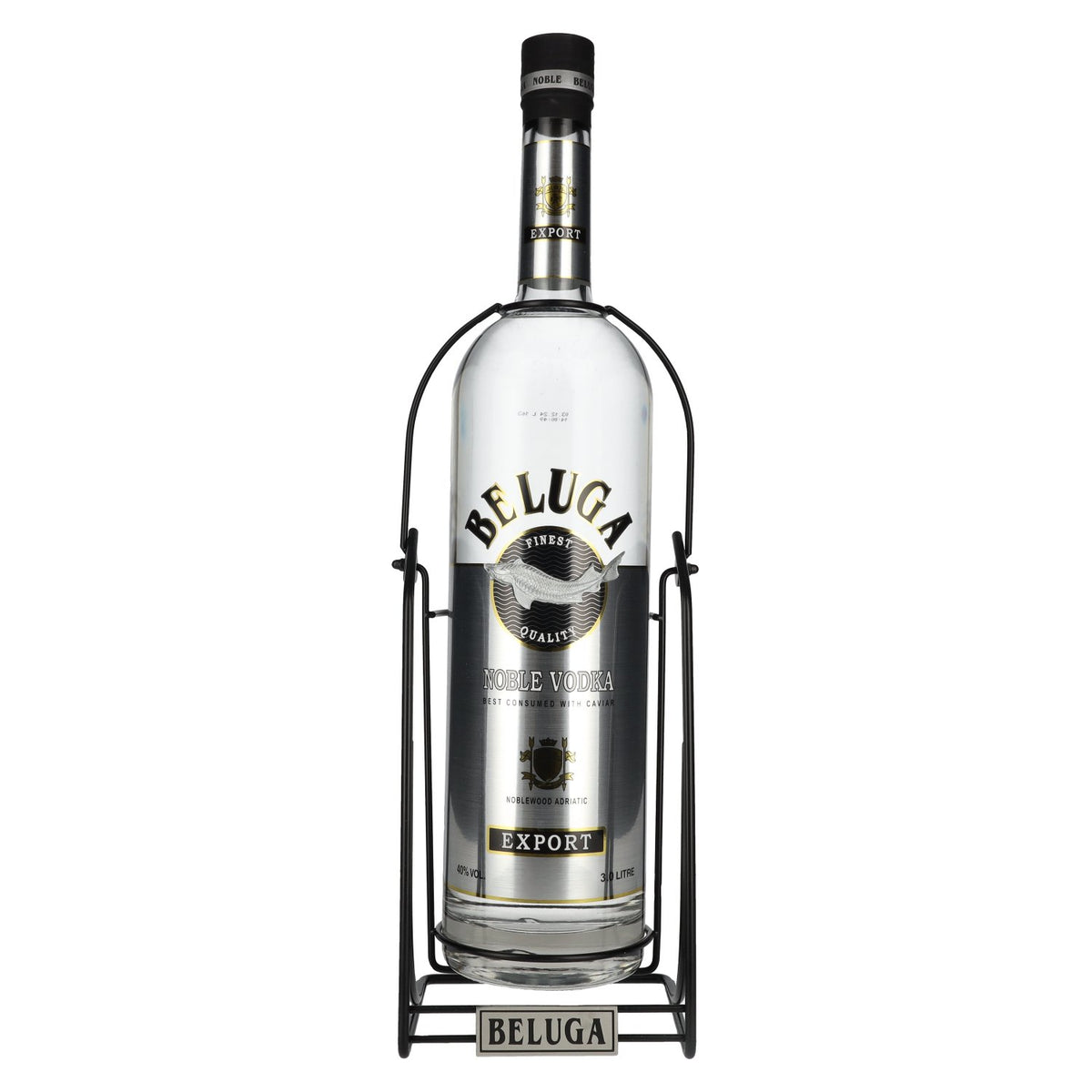 Vodka Beluga Noble EXPORT Montenegro 40 % vol., 3 l, avec support pivotant