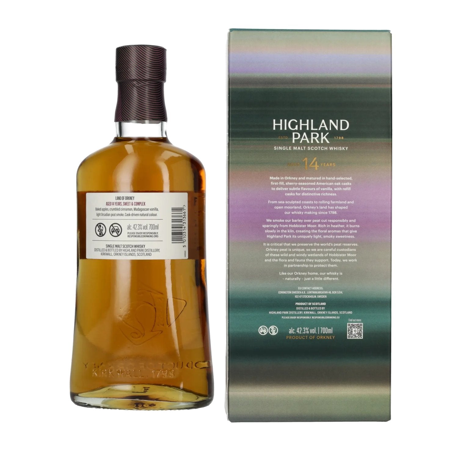 Highland Park 14 Years Old LAND OF ORKNEY Single Malt Scotch Whisky 42,3% Vol. 0,7l in Geschenkbox