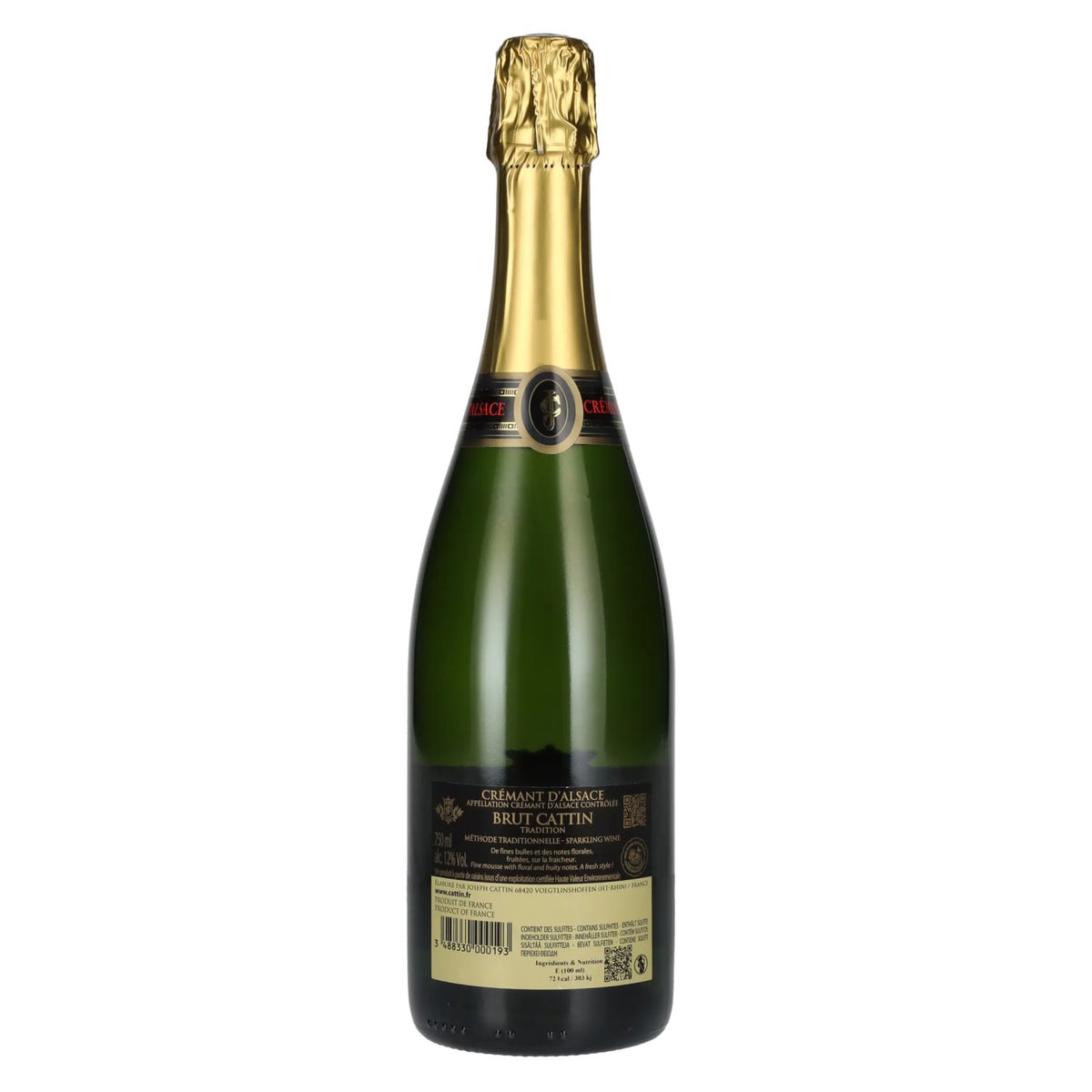 Crémant d'Alsace Brut Cattin Méthode Traditionnelle 12 % vol. 0,75 l