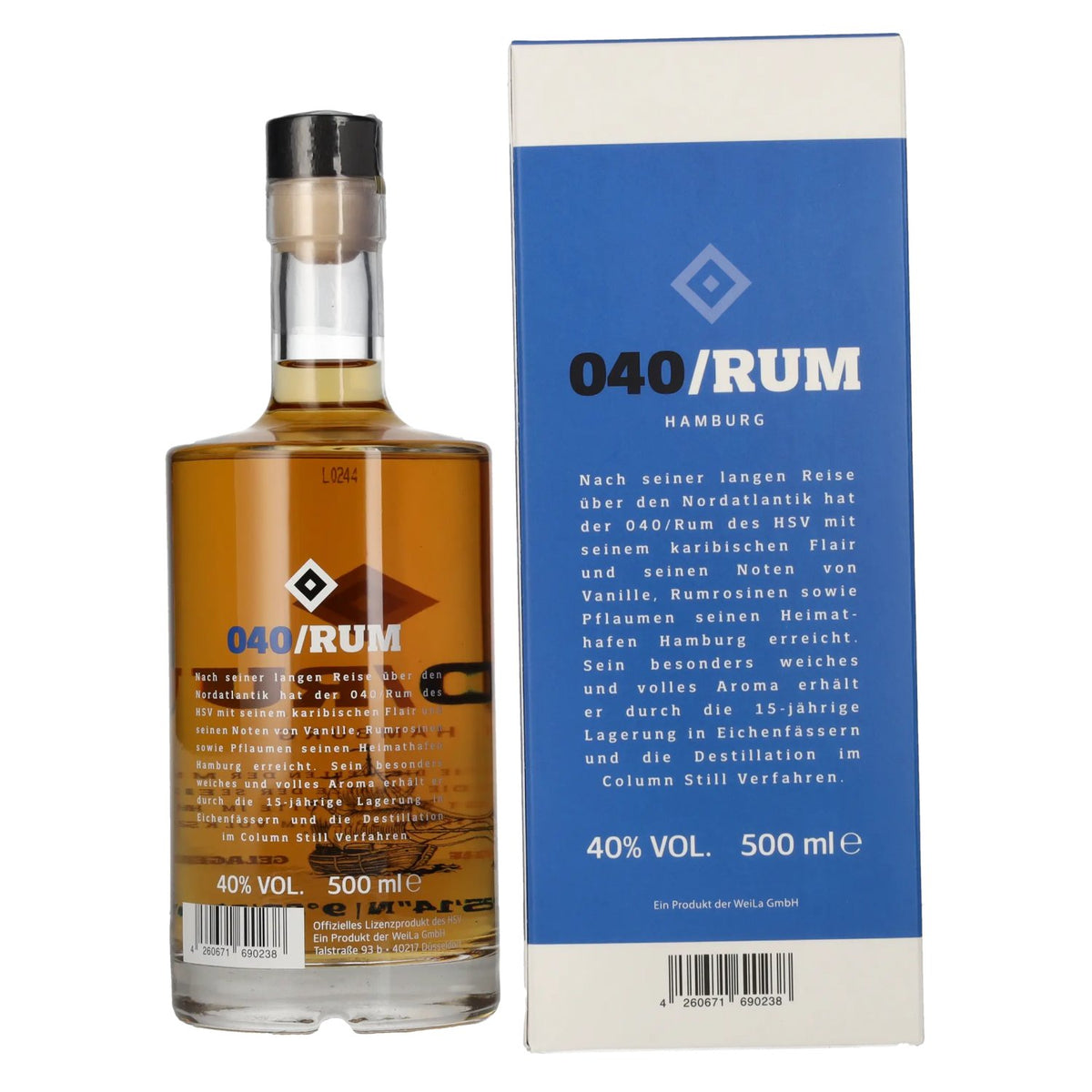 HSV 040 Hamburg Rum 40% vol. 0.5 l in a gift box