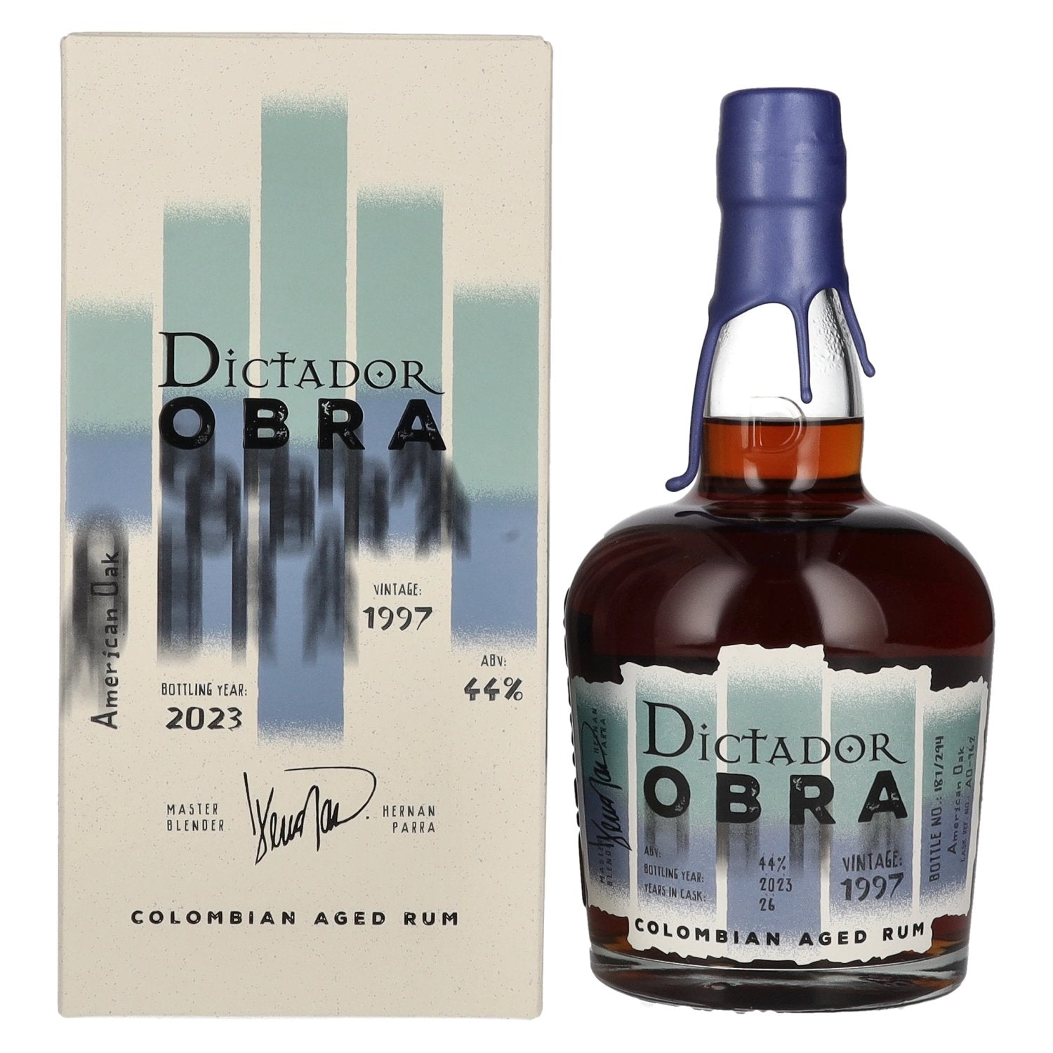 Dictador OBRA VINTAGE 26 Years Old AMERICAN OAK CASK Rum 1997 44% Vol. 0,7l en boîte cadeau