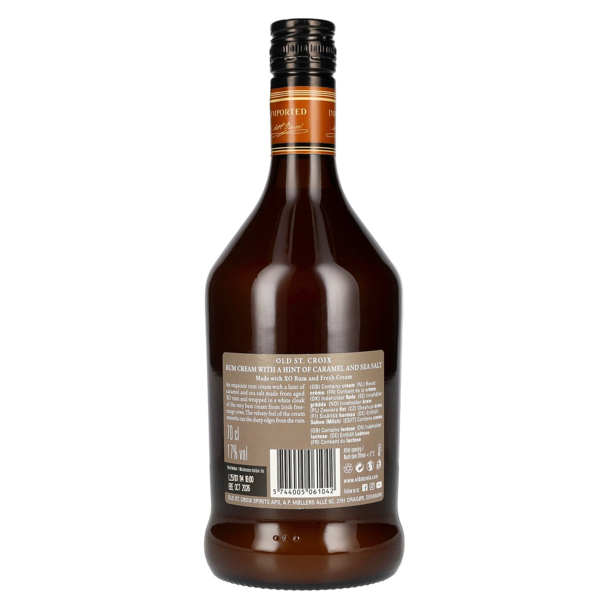 Old St. Croix A.H. Riise Caramel Cream Liqueur 17% ABV 0.7l Best before 10/2026