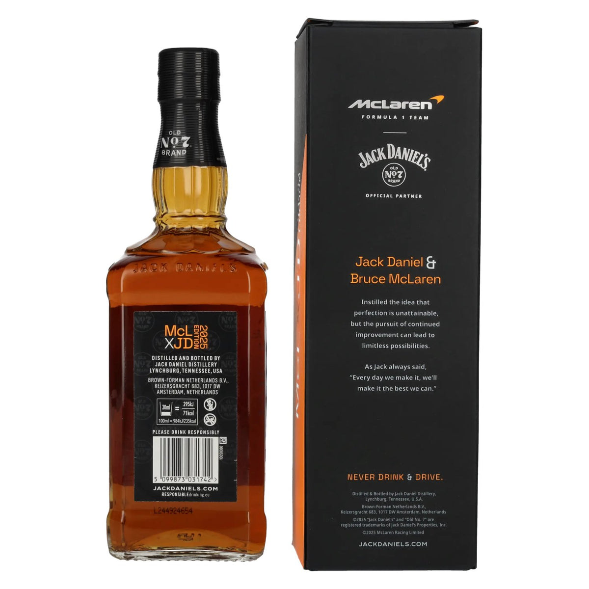 Jack Daniel's Old No. 7 Brand McLXJD Tennessee Whiskey Édition 2025 43 % vol. 0,7 l dans un coffret cadeau